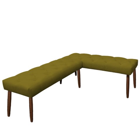 Canto Alemão Suede Mostarda Assento 1,20x0,75 - Dominic Decor