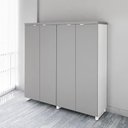 Ver imagem 1 de Armário Alto Duplo Escritório 4 Portas Puxadores Metálicos MDP 158,5cm Cinza Sagrado com Branco