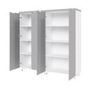 Ver imagem 4 de Armário Alto Duplo Escritório 4 Portas Puxadores Metálicos MDP 158,5cm Cinza Sagrado com Branco