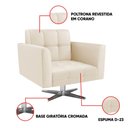 Ver imagem 3 de Poltrona Sala Decorativa Elisa Base Giratória Cromada Sintético Pu Bege D03 - D’Rossi