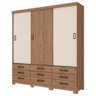 Guarda Roupa 03 Portas de Correr e 09 Gavetas H02 Ipê Rústico/Off White - Mpozenato - 1