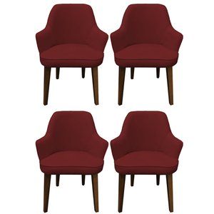 Kit 4 Cadeiras Decorativa Lara Suede Vinho - Dominic Decor