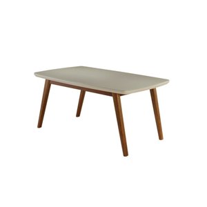 Mesa de Jantar Barcelona com Vidro 180 Cm - Acabamento Champagne/off White