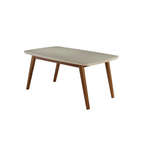 Mesa de Jantar Barcelona com Vidro 180 Cm - Acabamento Champagne/off White