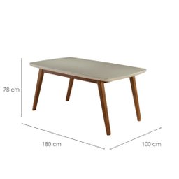 Mesa de Jantar Barcelona com Vidro 180 Cm - Acabamento Champagne/off White - 2