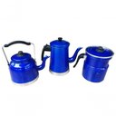 Ver imagem 2 de Jogo de Café Azul com Bule Leiteira de Apito Chaleira Belmar