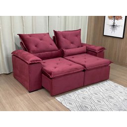 Sofá Retrátil Reclinável 2,30 M Vinho 507 Athenas Premium - 3