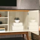 Ver imagem 4 de Rack para TV até 65 Polegadas 160cm Pés em Madeira Maciça Titan Bege Off White/Cedro