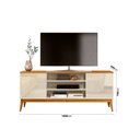 Ver imagem 3 de Rack para TV até 65 Polegadas 160cm Pés em Madeira Maciça Titan Bege Off White/Cedro