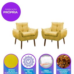 Kit 2 Poltrona Decorativa Sala de Estar Escritório Quarto Prime Cor: Amarela - 6