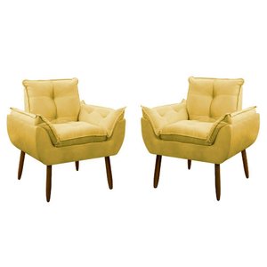 Kit 2 Poltrona Decorativa Sala de Estar Escritório Quarto Prime Cor: Amarela