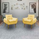 Ver imagem 5 de Kit 2 Poltrona Decorativa Sala de Estar Escritório Quarto Prime Cor: Amarela