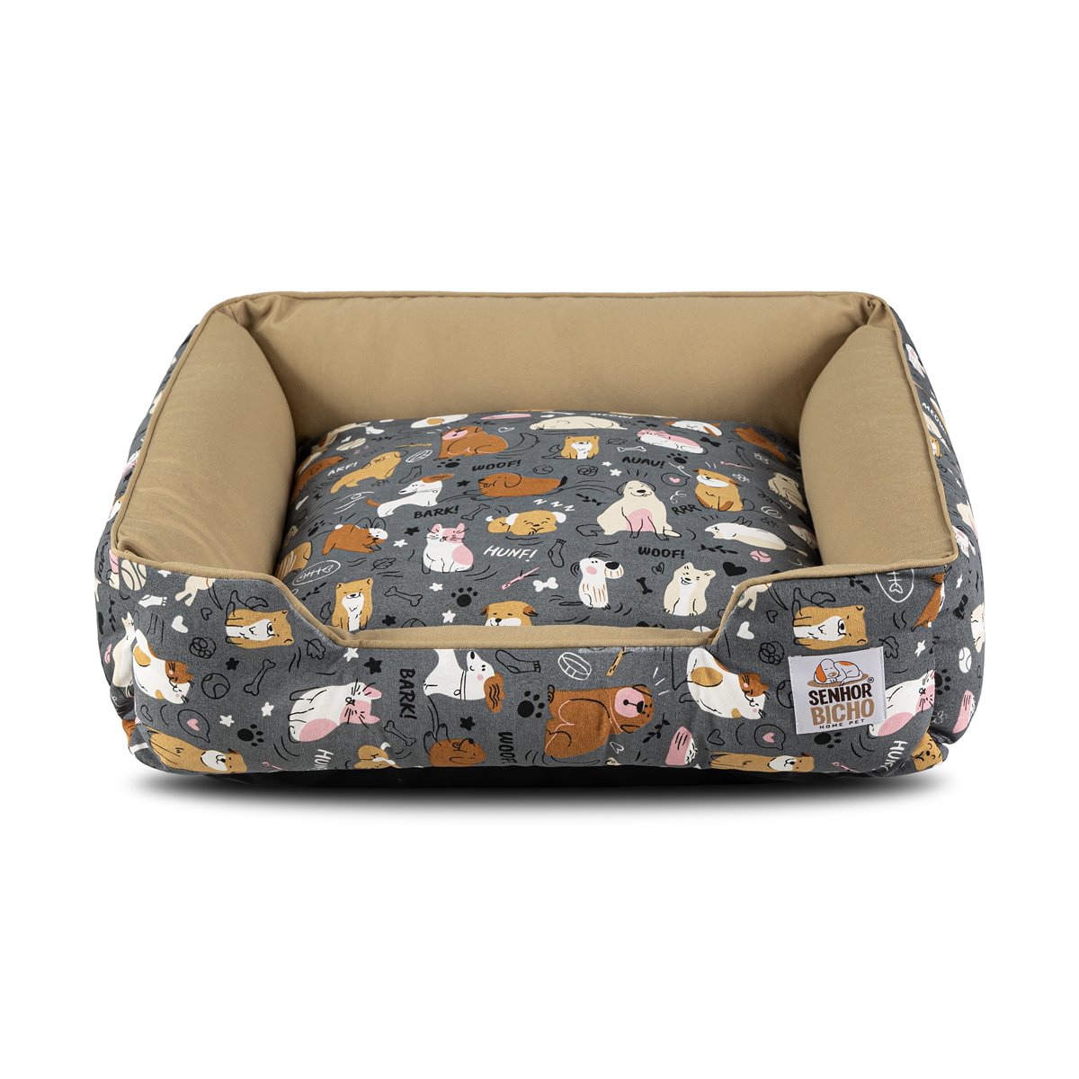 Cama de Cachorro Impermeável com Zíper Pandora 63x63 Aumigos Fendi