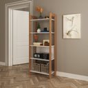 Ver imagem 1 de Estante de Livros 65CMX165,5cm 5 Prateleiras Az Branco/Amêndoa