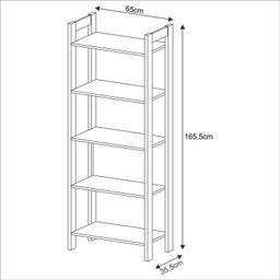 Estante para Livros 5 Prateleiras 165,5cmx65cm AZ - 6