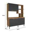 Ver imagem 3 de Cozinha Compacta 152cm com 5 Portas e 1 Gaveta Hera Marrom Nogal/Grafite