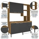 Ver imagem 5 de Cozinha Compacta 152cm com 5 Portas e 1 Gaveta Hera Marrom Nogal/Grafite