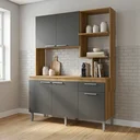 Ver imagem 1 de Cozinha Compacta 152cm com 5 Portas e 1 Gaveta Hera Marrom Nogal/Grafite