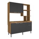 Ver imagem 2 de Cozinha Compacta 152cm com 5 Portas e 1 Gaveta Hera Marrom Nogal/Grafite