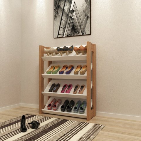 Sapateira Baixa AZ1025 Branco/Amêndoa
