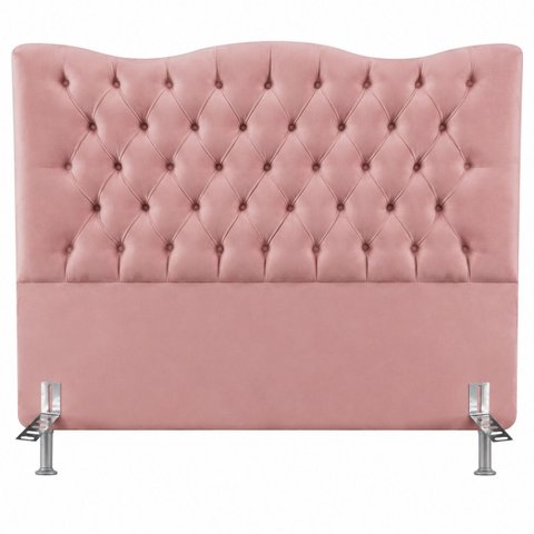 Cabeceira Espanha King Estofada em Suede Capitonê 195 cm:Rose