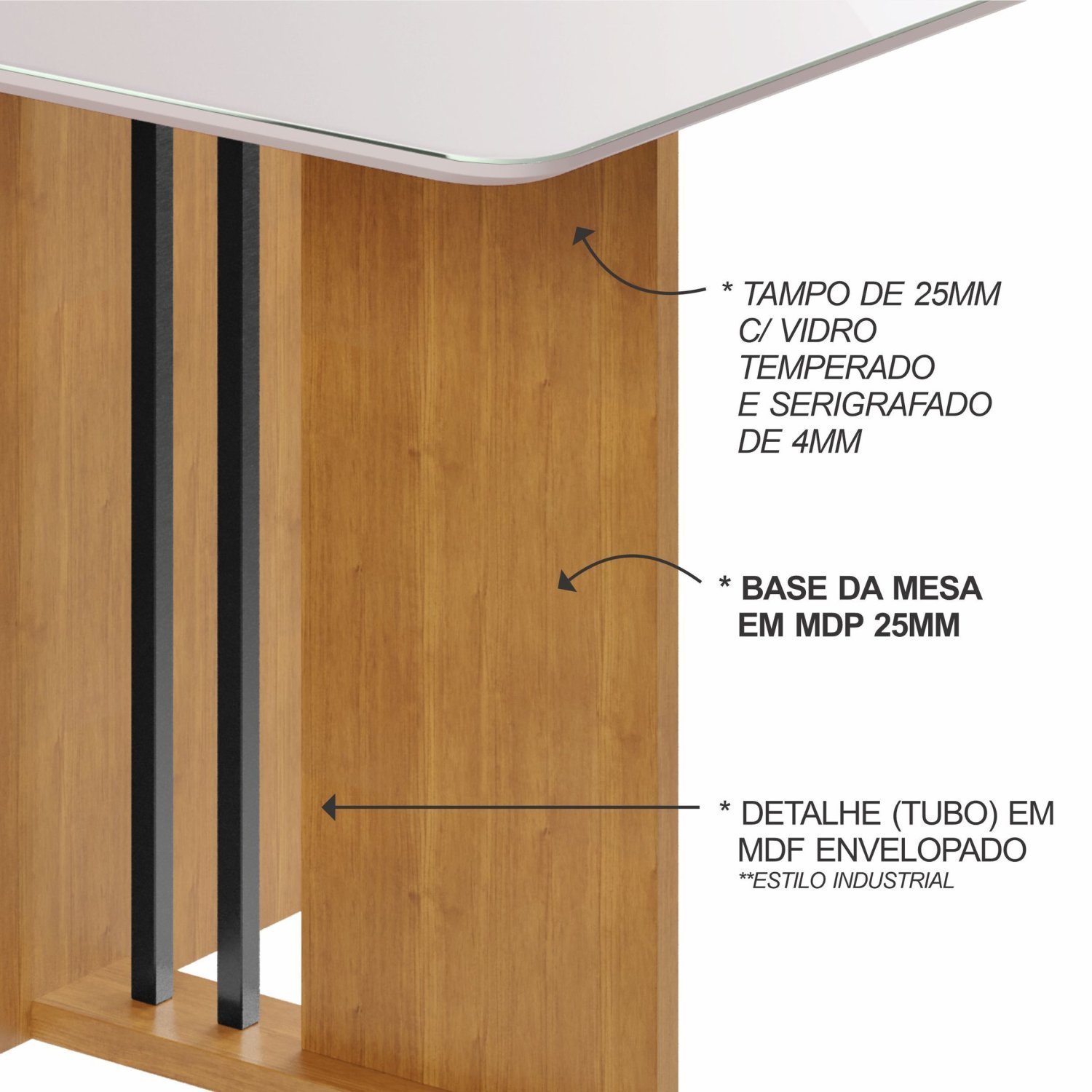 Mesa Retangular 6 Lugares Graciosa Candian 1,80 x 0,90 JCM Móveis - 4
