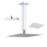 Ducha Chuveiro 20x20 Inox Quadrado Suporte Teto Luxo Slim Banheira Piscina Banheiro Area Externa - 1