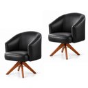 Ver imagem 2 de Kit 2 Poltronas Giratórias Corino Base Madeira Maciça Juliana