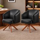 Ver imagem 1 de Kit 2 Poltronas Giratórias Corino Base Madeira Maciça Juliana