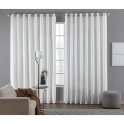Cortina Tecido Linho 3,00M De Largura X 2,60M De Altura Branco Para Sala Ou Quarto - 1