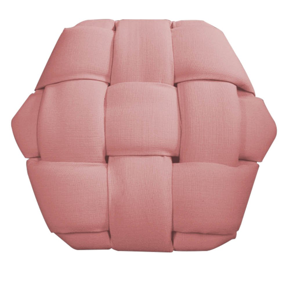 Kit 4 Puff Banqueta Luna Nó Escandinavo para Pentedeira Sala Quarto Hexágono Preto Suede Rose Gold - 4