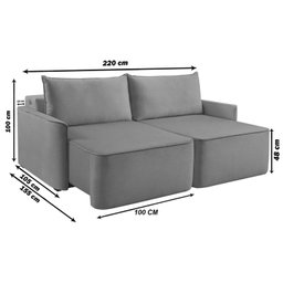 Sofá Retrátil 220cm 4 Lugares Moon 2321 Bege Creme - 3 Sofá Retrátil 220cm 4 Lugares Moon 2321 Bege Creme - 3
