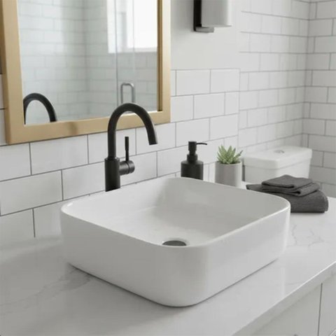 Cuba Pia Lavatório de Sobrepor Cambury It 100% Porcelana 30x30cm - Branca