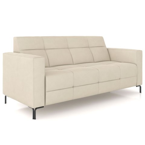 Sofá 3 Lugares Sala Living Industrial 200cm Senna K01 Veludo Bege - Lyam Decor