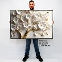 Ver imagem 2 de Quadro Decorativo Caixa Floral Luxo Primavera Branca Tacolado Moldura Caixa 3cm Madeira com Vidro 80