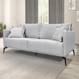 Sofa Liv 2 Lugares 180cm Pes Aço Linho 232 Grigio Ezz - 10