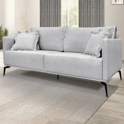 Sofa Liv 2 Lugares 180cm Pes Aço Linho 232 Grigio Ezz - 2