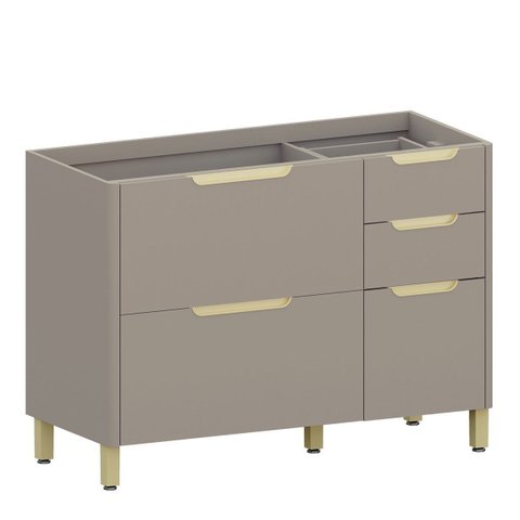 Balcão de Pia 100% MDF 120 cm 2 Portas 3 Gavetas Lumen Cinnamon