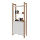 Ver imagem 4 de Estante de Livros 65CMX165,5cm 2 Portas Az Branco/Amêndoa