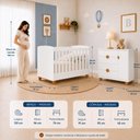 Ver imagem 4 de Conjunto Berço 2 em 1 e Cômoda 4 Gavetas Apolo Quarto Bebê