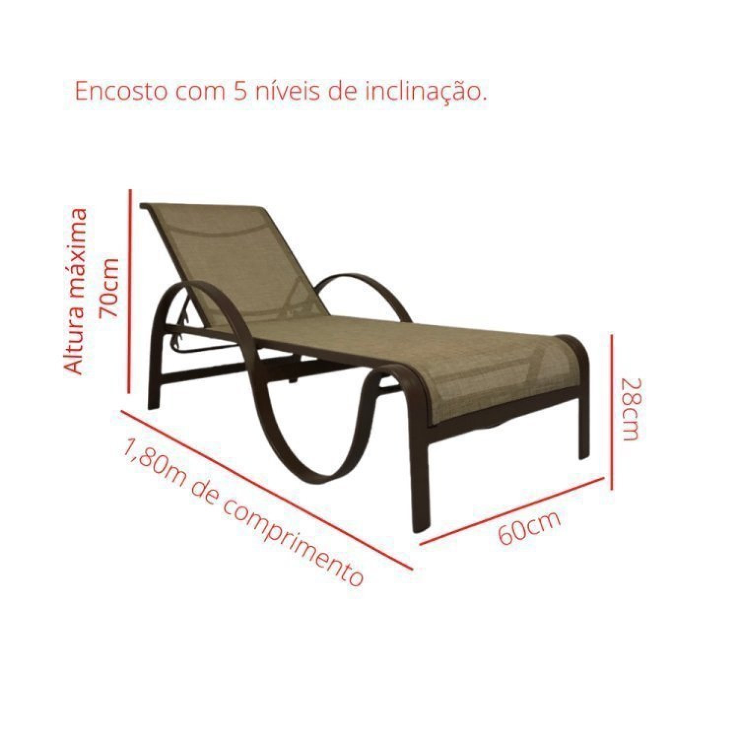 Conjunto 4 Espreguiçadeiras de Alumínio e Tela Sling Lótus  - 5