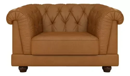 Ver imagem 5 de Kit 2 Poltronas Helena Encosto Fixo Courino Caramelo Captonê