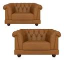 Ver imagem 1 de Kit 2 Poltronas Helena Encosto Fixo Courino Caramelo Captonê