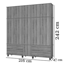 Roupeiro House Triplex 5 Portas Imbuia Fabrimóveis - 3 Roupeiro House Triplex 5 Portas Imbuia Fabrimóveis - 3