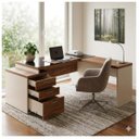 Ver imagem 7 de Mesa para Escritório em L com Vidro Fumê 1,92x1,60m Nogal Sevilha / Champanhe