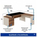 Ver imagem 5 de Mesa para Escritório em L com Vidro Fumê 1,92x1,60m Nogal Sevilha / Champanhe