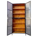 Ver imagem 4 de Cristaleira Industrial 4 Portas de Chapas de Ferro Cor Preta Prateleiras de Madeira Cor Castanheira