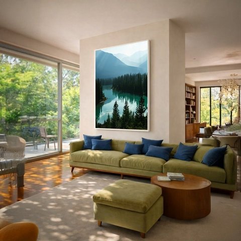Quadro Canvas Lago Rio Pinheiros 90x60cm Mold Branca