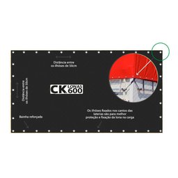Lona CK600 6x2,5m Preta em Pvc Com Ilhós em Latão Para Caminhão e Transporte Carga 650gr/m² - 4