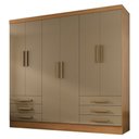Ver imagem 1 de Guarda-roupa Solteiro Lancaster 6 Portas 6 Gavetas 100% Mdf Cinamomo/cappuccino - Panorama Móveis